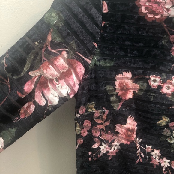 Rachel Roy Grey/Black Velvet Floral Cocktail Dress - Picture 8 of 10